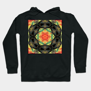 Mosaic Mandala Flower Yellow Red and Green Hoodie